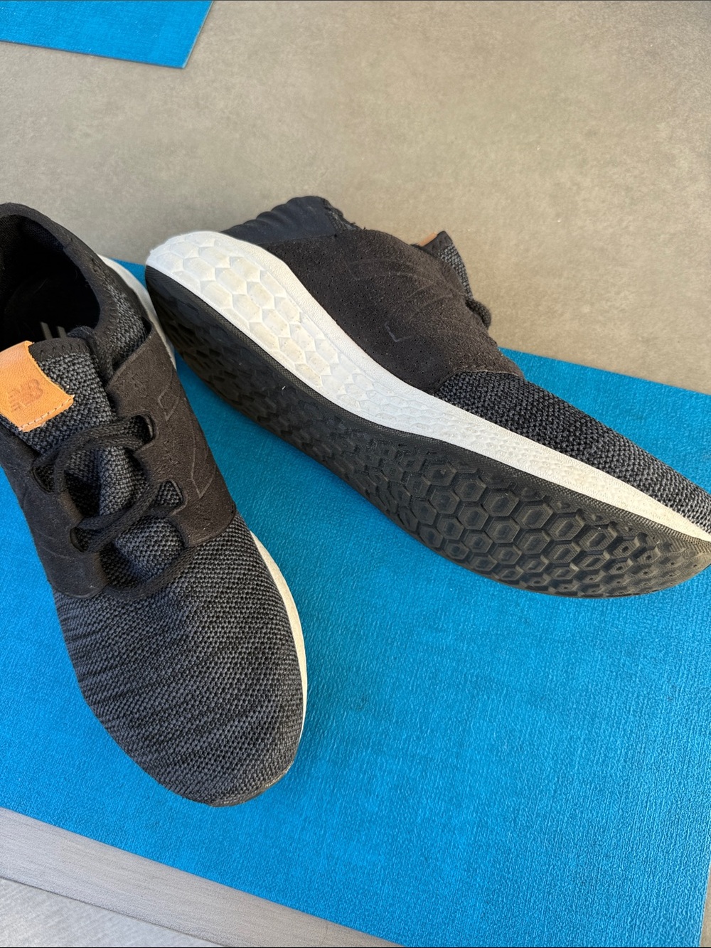 New Balance Men’s Black Knit Slip-On Sneakers with Leather Tab FRESH FOAM - Picture 2 of 2